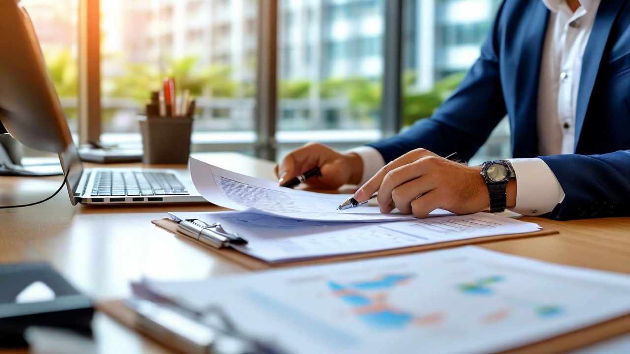 Article header image —  Employee reading travel policy document at desk